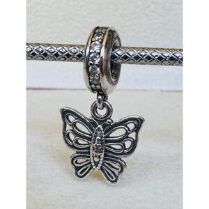 Authentic Pandora Sterling Love Takes Flight Butterfly dangle charm 791255CZ